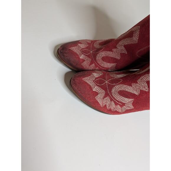 Sundance Sixty-Seven Red Suede Couwboy Boots Size EU 37 US 7 - Picture 2 of 8